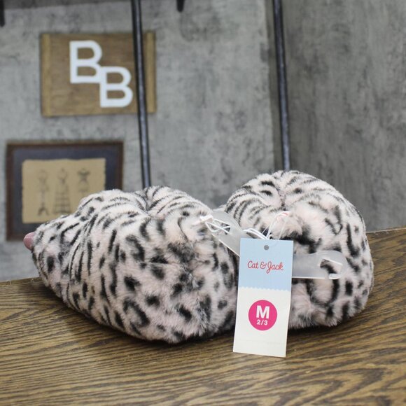 Cat & Jack Kids Girls Kelsi Monster Foot Character Slippers Animal Print Brown M - Picture 4 of 10